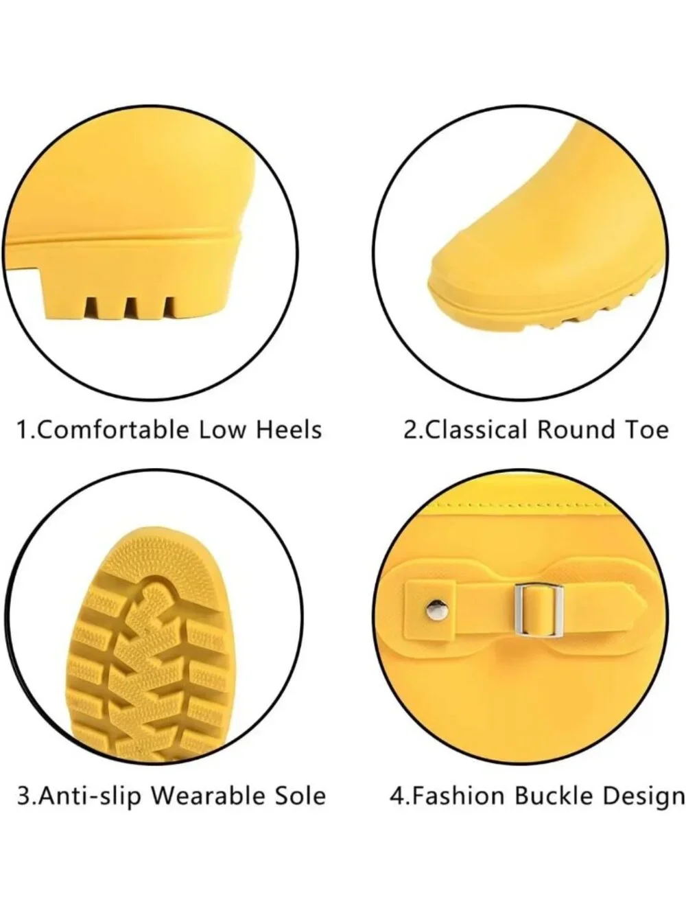 Women's Yellow Anti-Slipping Comfortable Waterproof Mid Calf Light Rain Boots